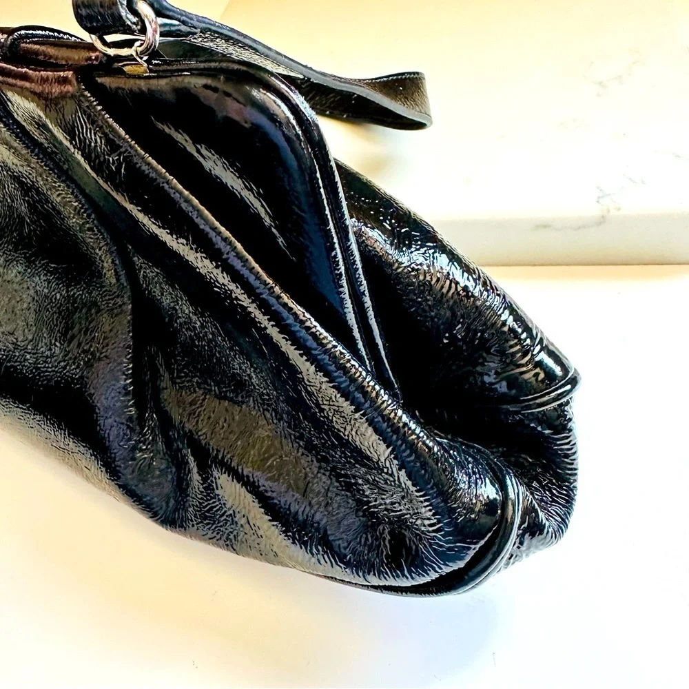 Hobo International Vintage Elegant Black Patent Leather Handbag